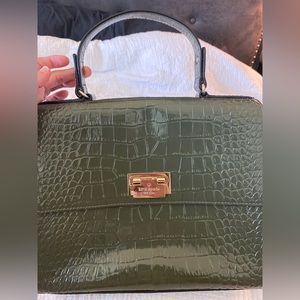 Kate Spade Knightsbridge Doris Croc patent leather green purse